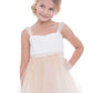 Dress - Serenity Satin Top Girls Dress With Short Pearl Capped Sleeves And Glitter Skirt