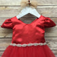 Regina Satin & Tulle Baby Dress with Capped Sleeves and Swirl Rhinestone Belt