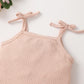 Baby Girl Waffle-Knit Tie-Shoulder Top And Shorts Set