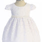 Dress - Lace V Back Bow Baby Dress W/ Thick Pearl Trim
